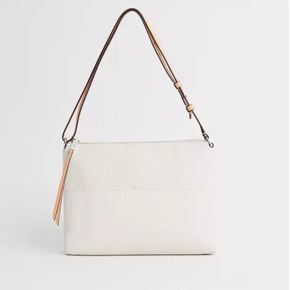 Coach Pebbled Leather Large Highrise Ivory/Camel Vachetta #30472 NWOT